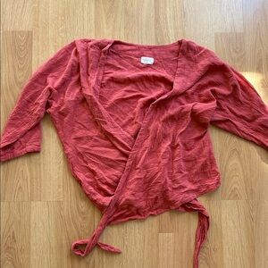 Gillia Red Wrap Top 100% Cotton